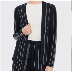 THEORY Hankson Striped Stripe Lightweight Cardigan Sweater Prosecco EUC Size M